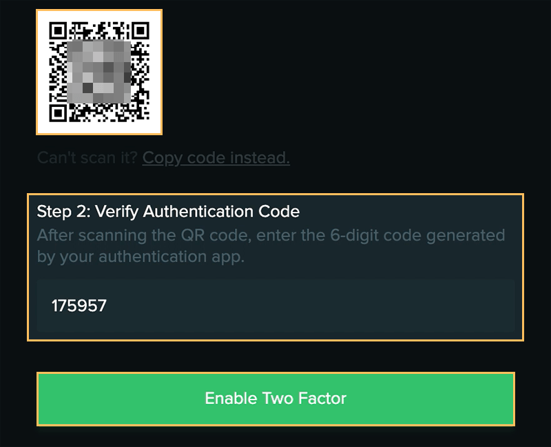 Enable Two Factor